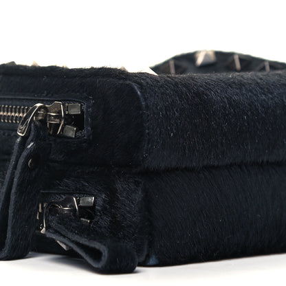 Valentino Garavani Pony Hair Rockstud Double Zip Crossbody Bag Black 6 of 7