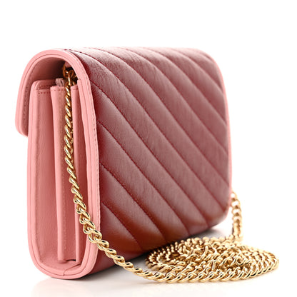 Gucci Azalea Calfskin Enamel Matelasse Diagonal Torchon GG Marmont Chain Wallet New Cherry Red Wild Rose 3 of 11