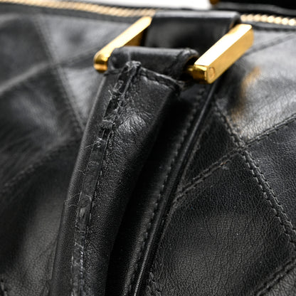 Chanel Lambskin Stitched Duffle Travel Bag Black 12 of 14