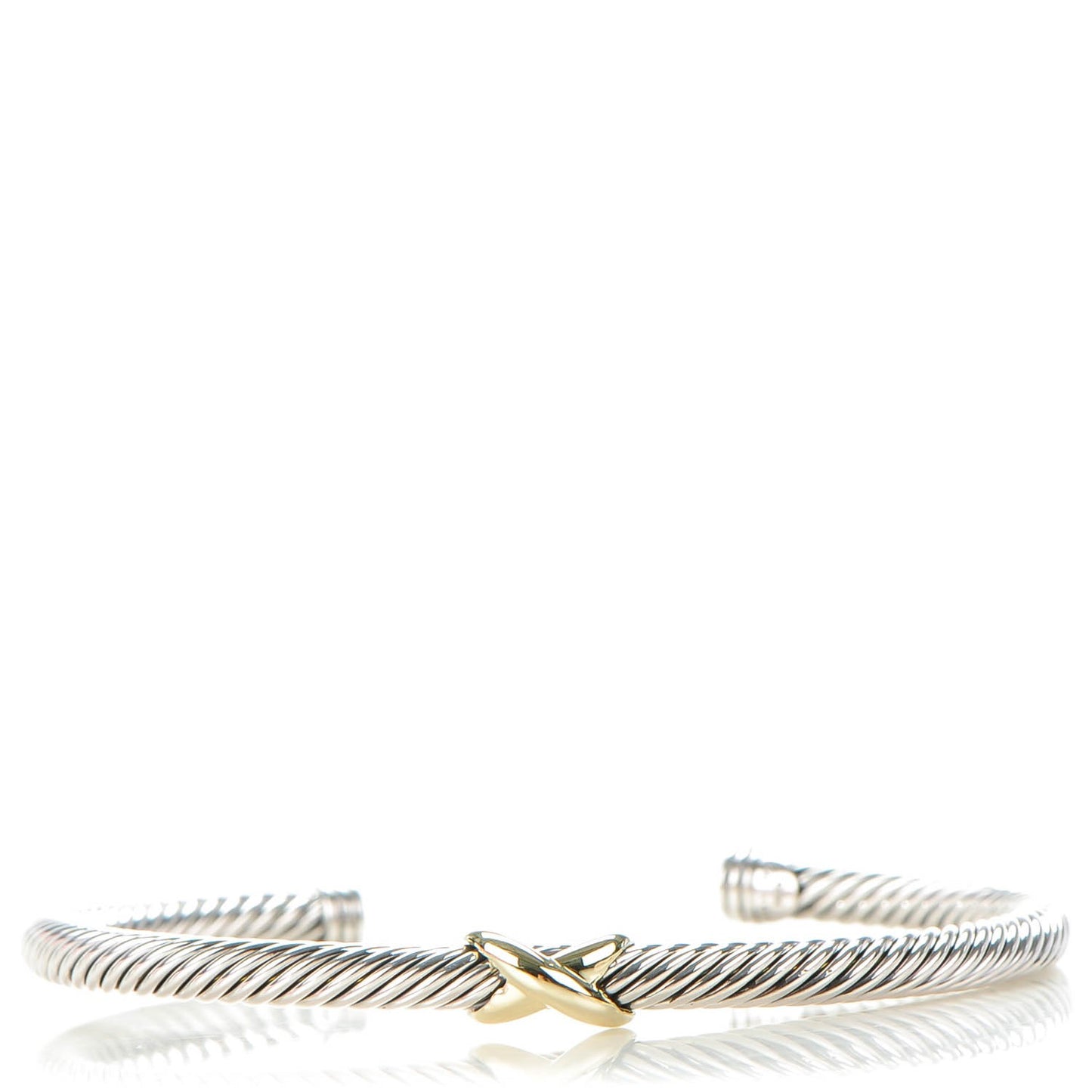 Sterling Silver 18K Yellow Gold 4mm X Station Cable Bracelet