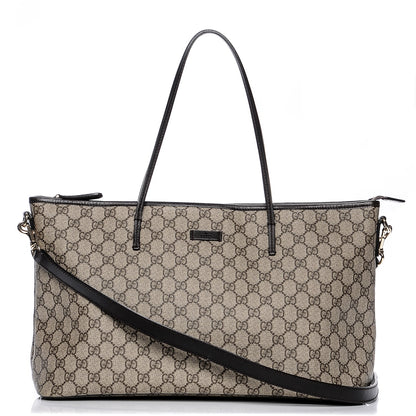 Gucci GG Supreme Monogram Medium Zippered Tote Dark Brown 1 of 14