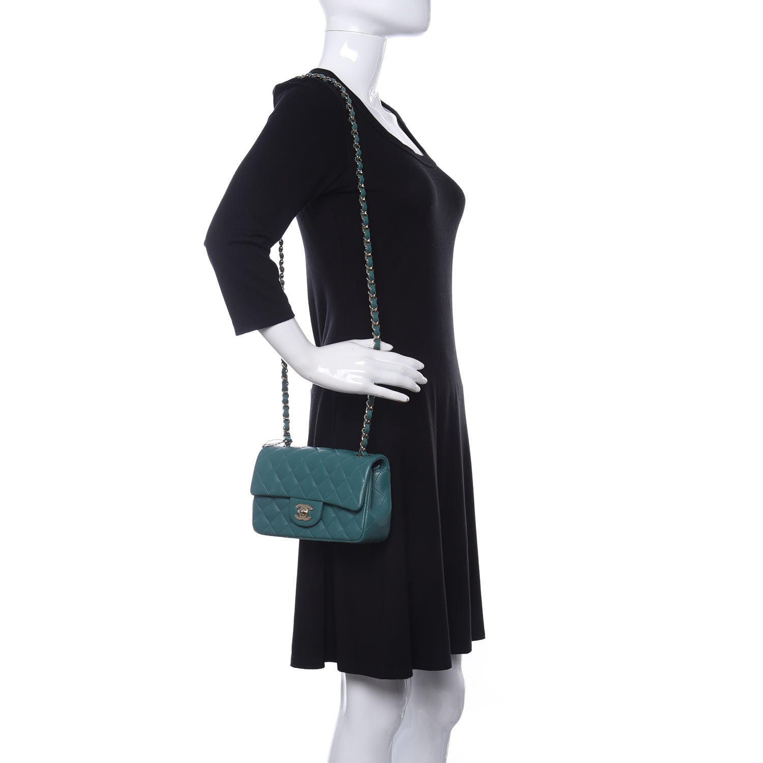 Chanel Lambskin Quilted Mini Rectangular Flap Green 2 of 11