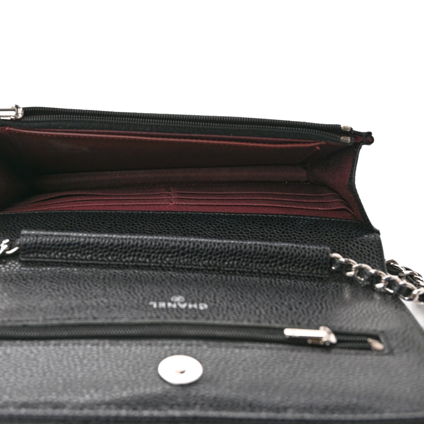 Caviar Quilted Wallet on Chain WOC Black