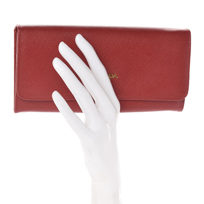 Prada Saffiano Metal Continental Flap Wallet Fuoco 2 of 8