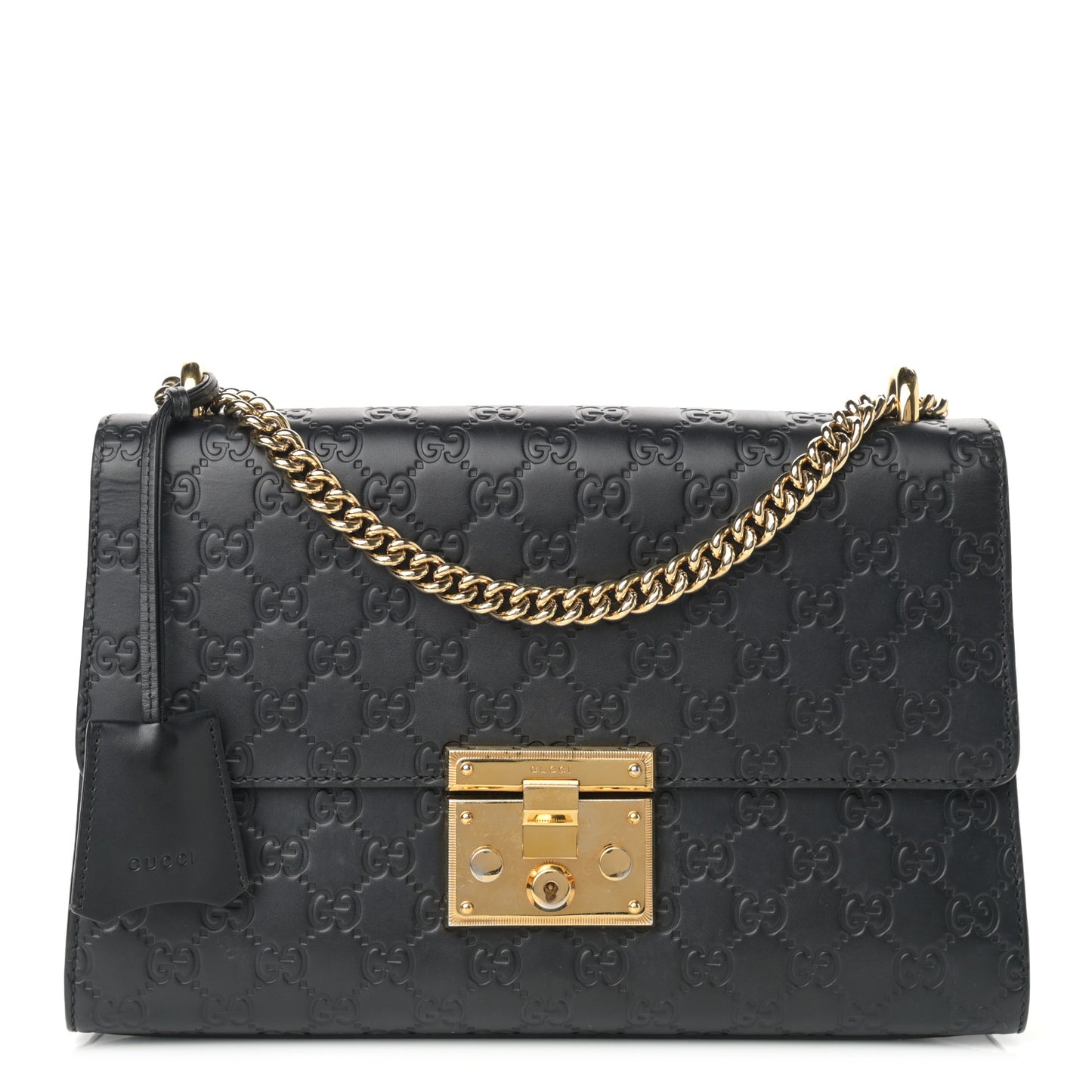 Guccissima Medium Padlock Shoulder Bag Black