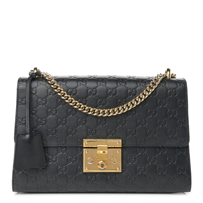 Gucci Guccissima Medium Padlock Shoulder Bag Black 1 of 17