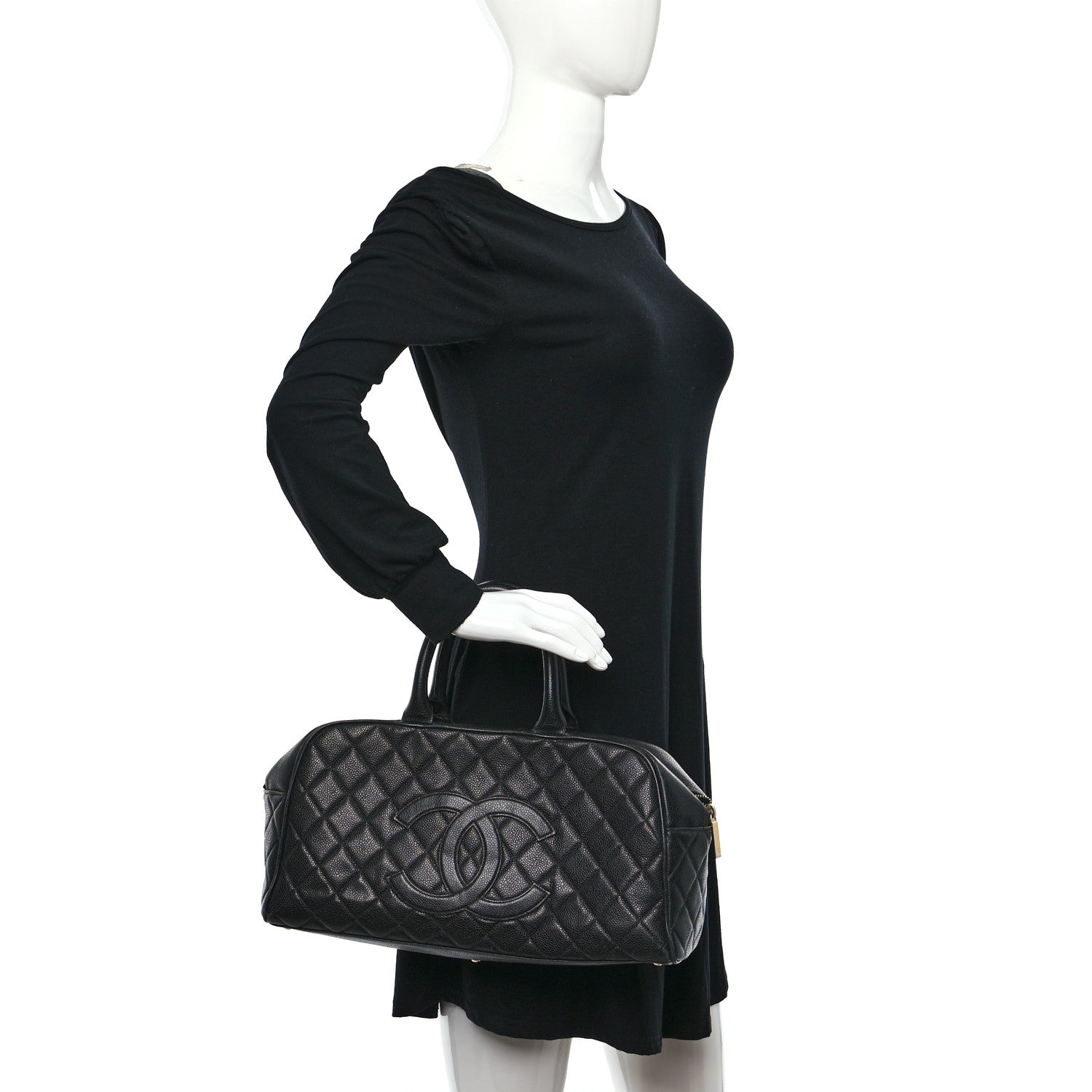 Chanel Caviar Quilted Large Bowler Black 2 of 14