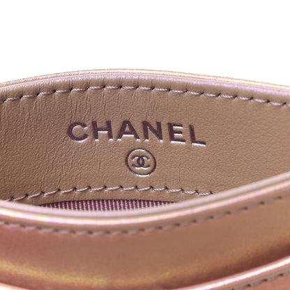 Chanel Iridescent Calfskin Quilted Card Holder Pink 6 of 8