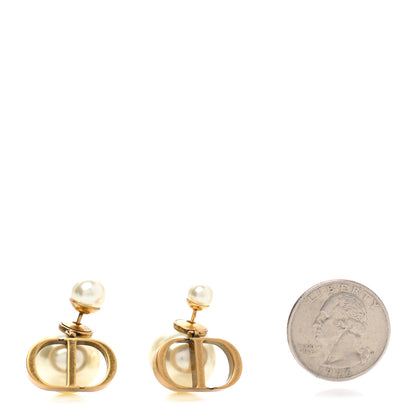 Christian Dior Pearl Logo Drop Earrings Gold 2 of 4