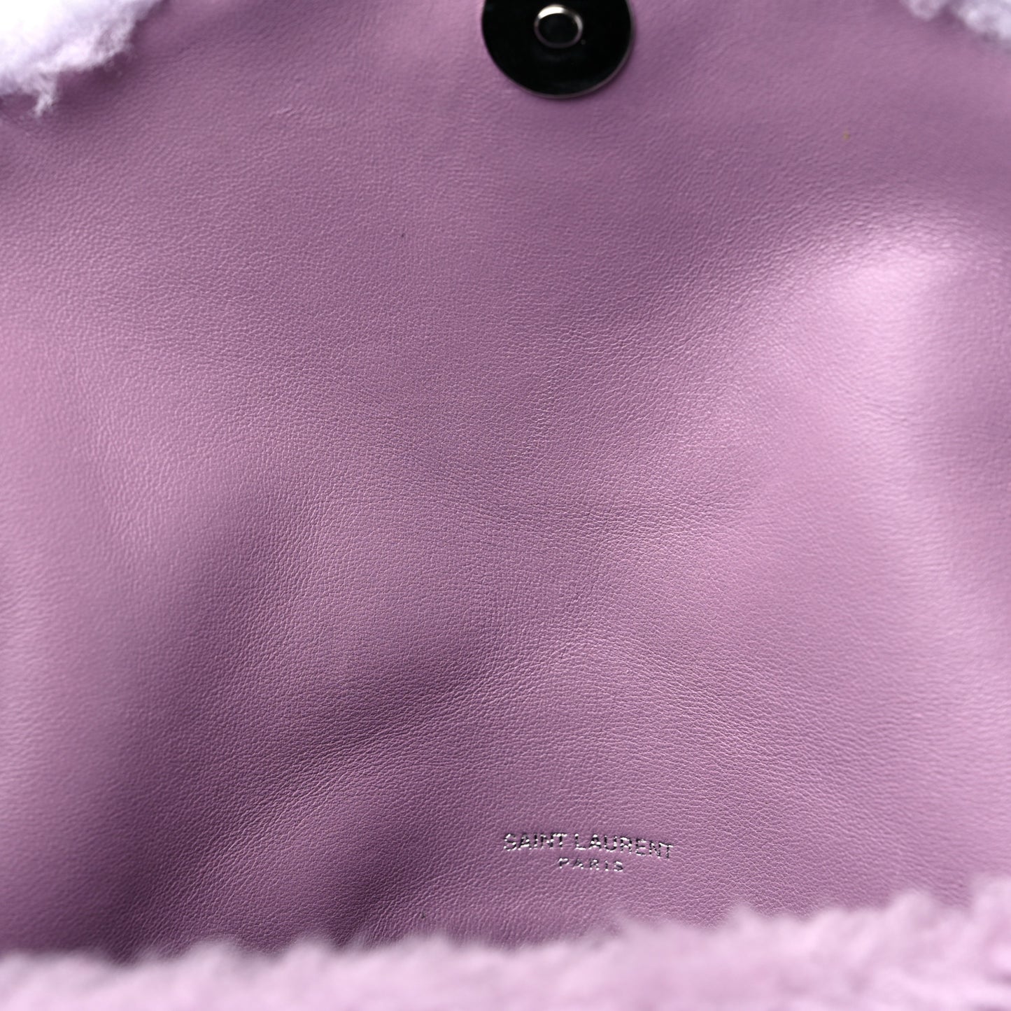 Merino Shearling Lambskin Quilted Small Loulou Puffer Monogram Chain Satchel Lila