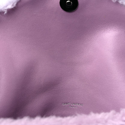 Saint Laurent Merino Shearling Lambskin Quilted Small Loulou Puffer Monogram Chain Satchel Lila 11 of 11