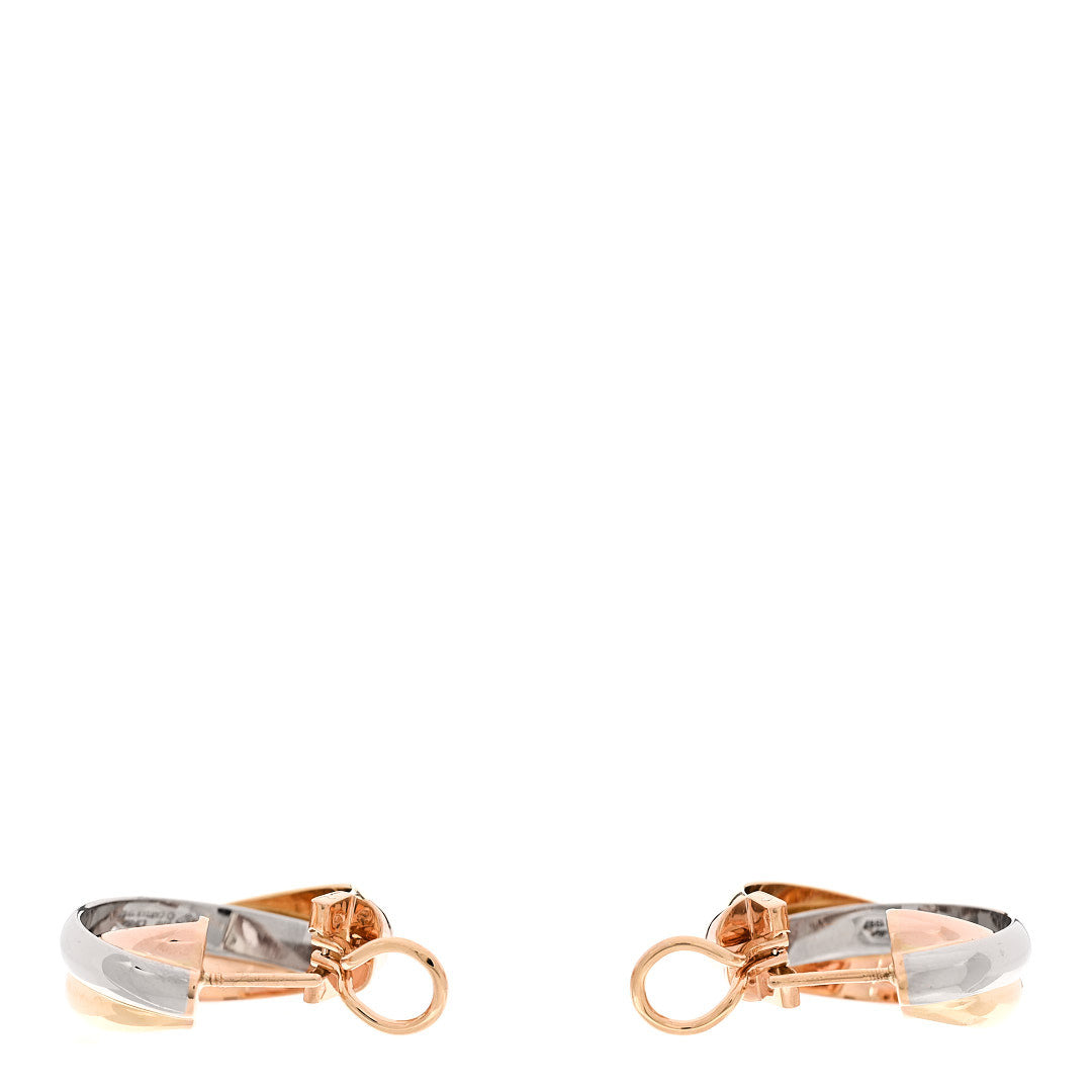 Cartier 18K Pink Yellow White Gold Classic Trinity Hoop Earrings 4 of 5