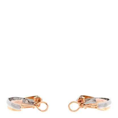 Cartier 18K Pink Yellow White Gold Classic Trinity Hoop Earrings 4 of 5