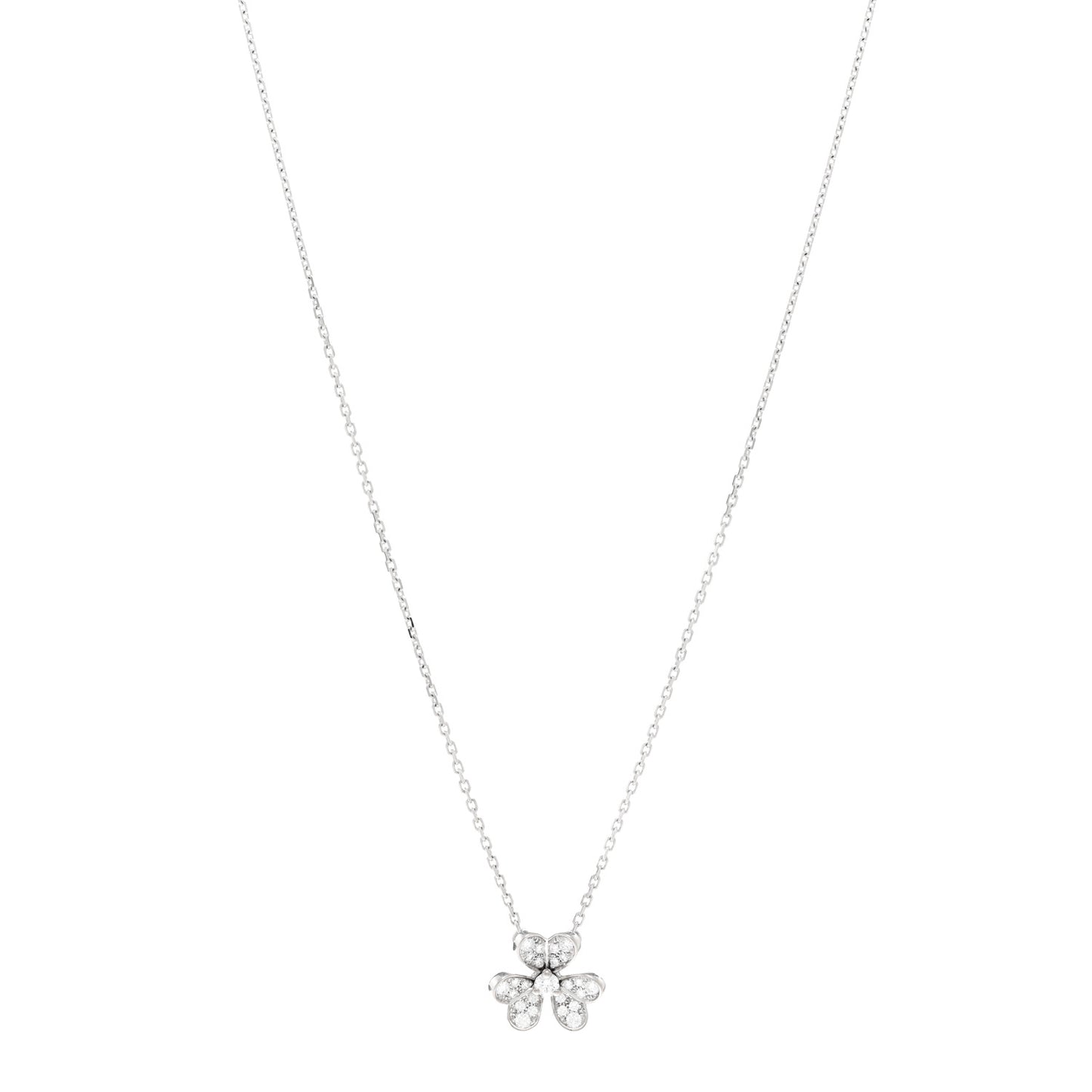 18K White Gold Diamond Mini Frivole Pendant Pave Necklace