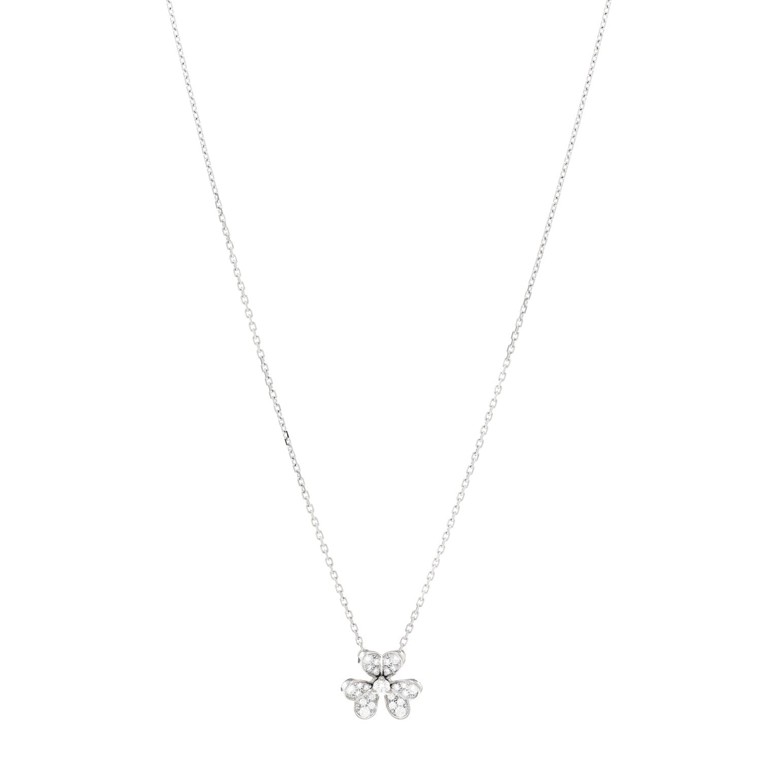 Van Cleef & Arpels 18K White Gold Diamond Mini Frivole Pendant Pave Necklace 1 of 5