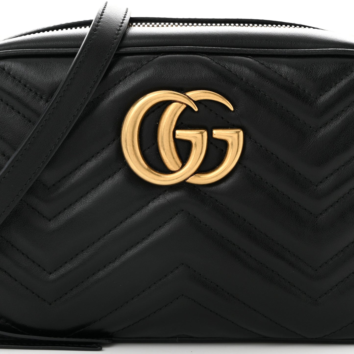 Calfskin Matelasse Small GG Marmont Chain Shoulder Bag Black