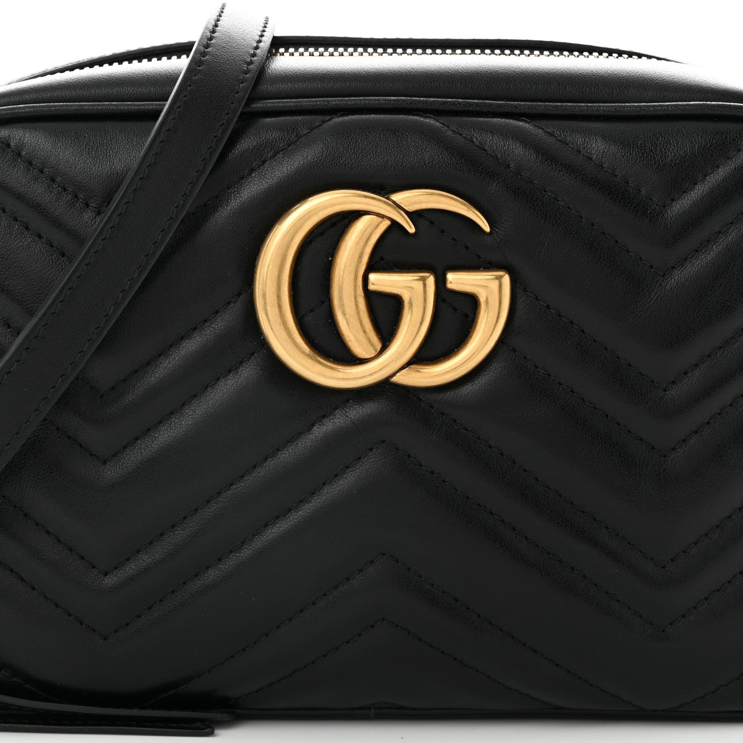 Gucci Calfskin Matelasse Small GG Marmont Chain Shoulder Bag Black 8 of 10