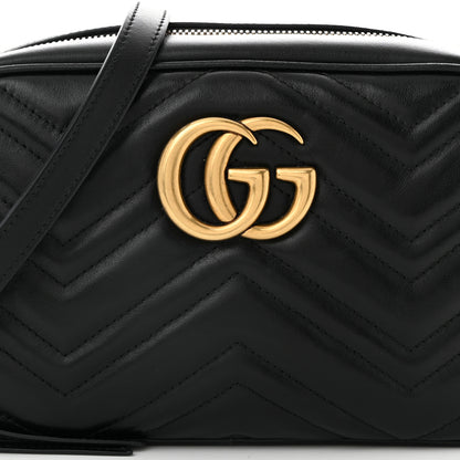 Gucci Calfskin Matelasse Small GG Marmont Chain Shoulder Bag Black 8 of 10