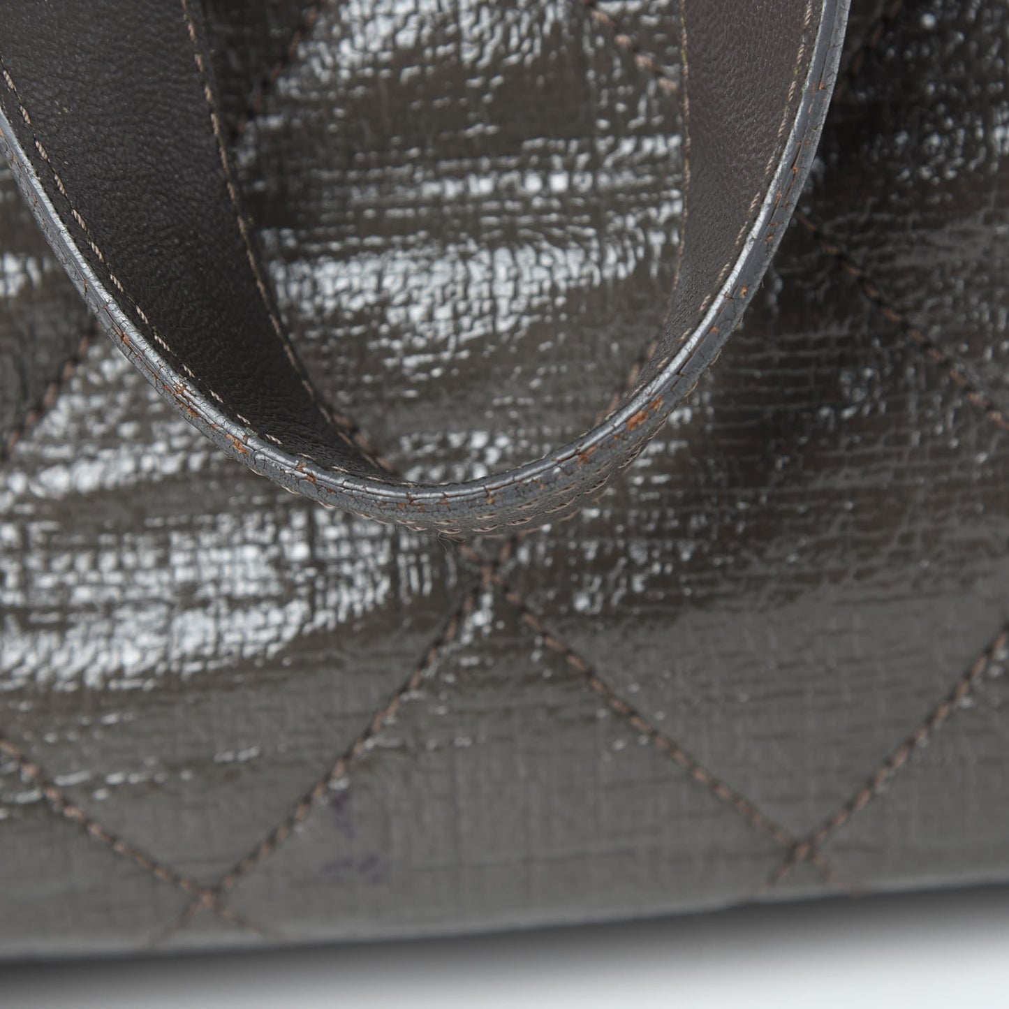Coated Canvas Quilted Large Paris Biarritz Tote Grey
