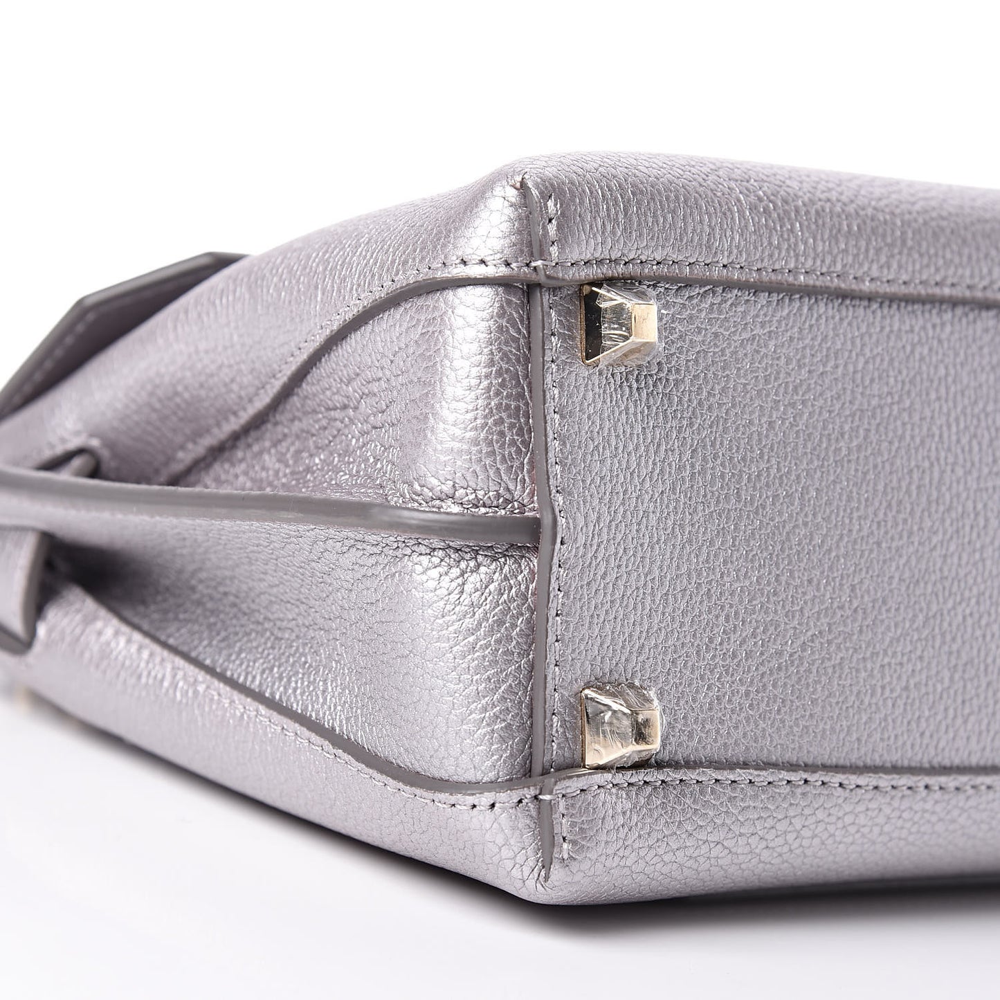 Metallic Grained Calfskin Mini Milla Crossbody Silver