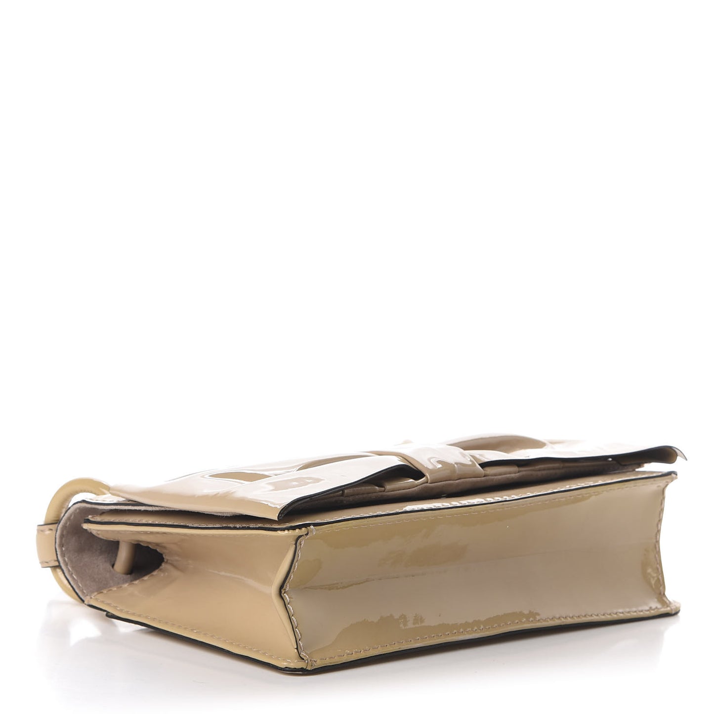 Patent Lacca Bow Shoulder Bag Nude