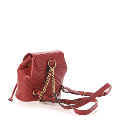 Gucci Calfskin Matelasse GG Marmont Flap Backpack Hibiscus Red 2 of 10