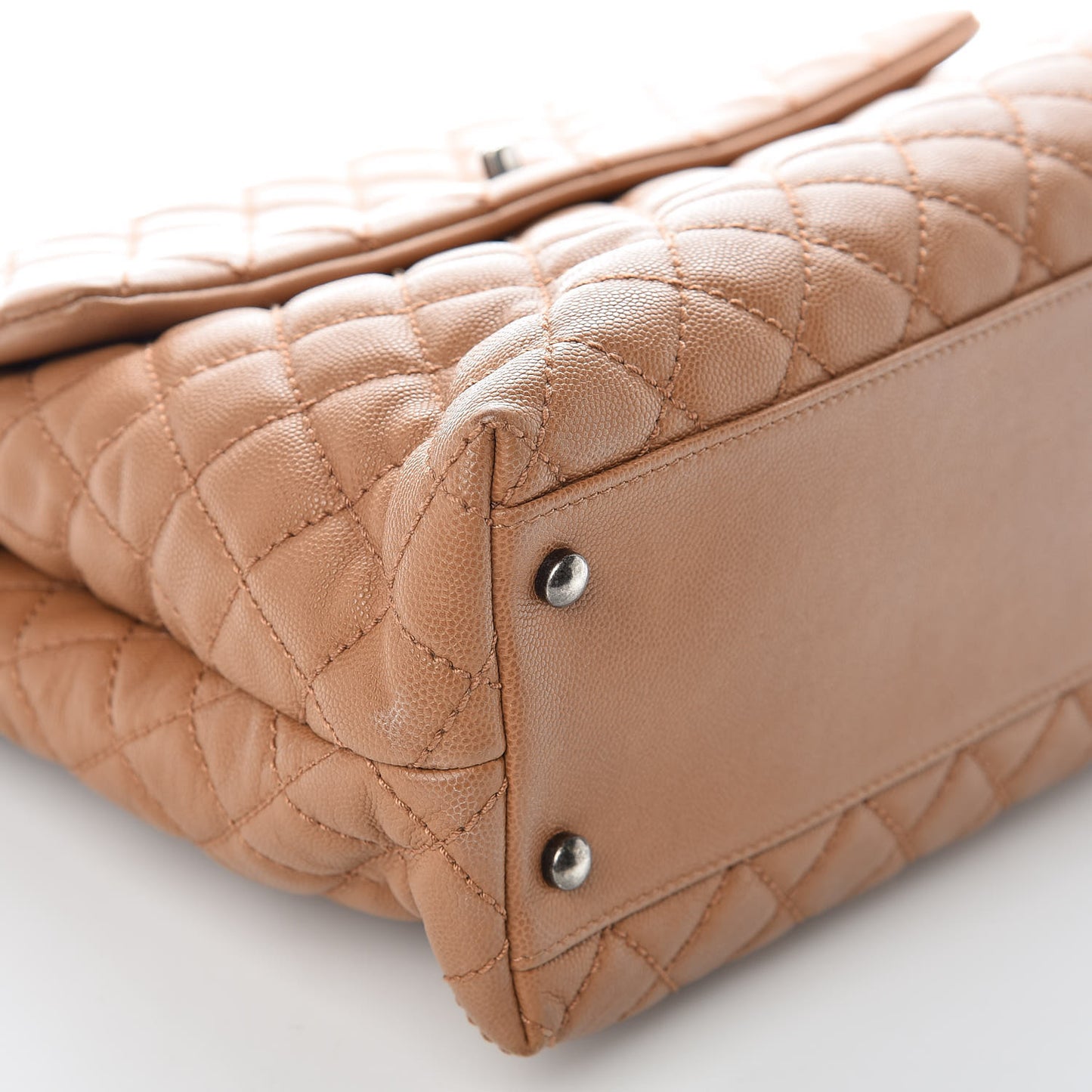 Caviar Quilted Large Coco Handle Flap Camel