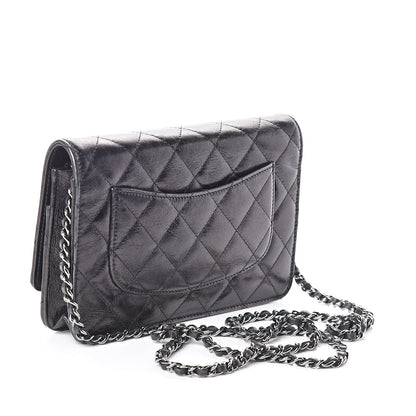 Chanel Glazed Aged Calfskin Reissue Wallet On Chain WOC Black 3 of 11