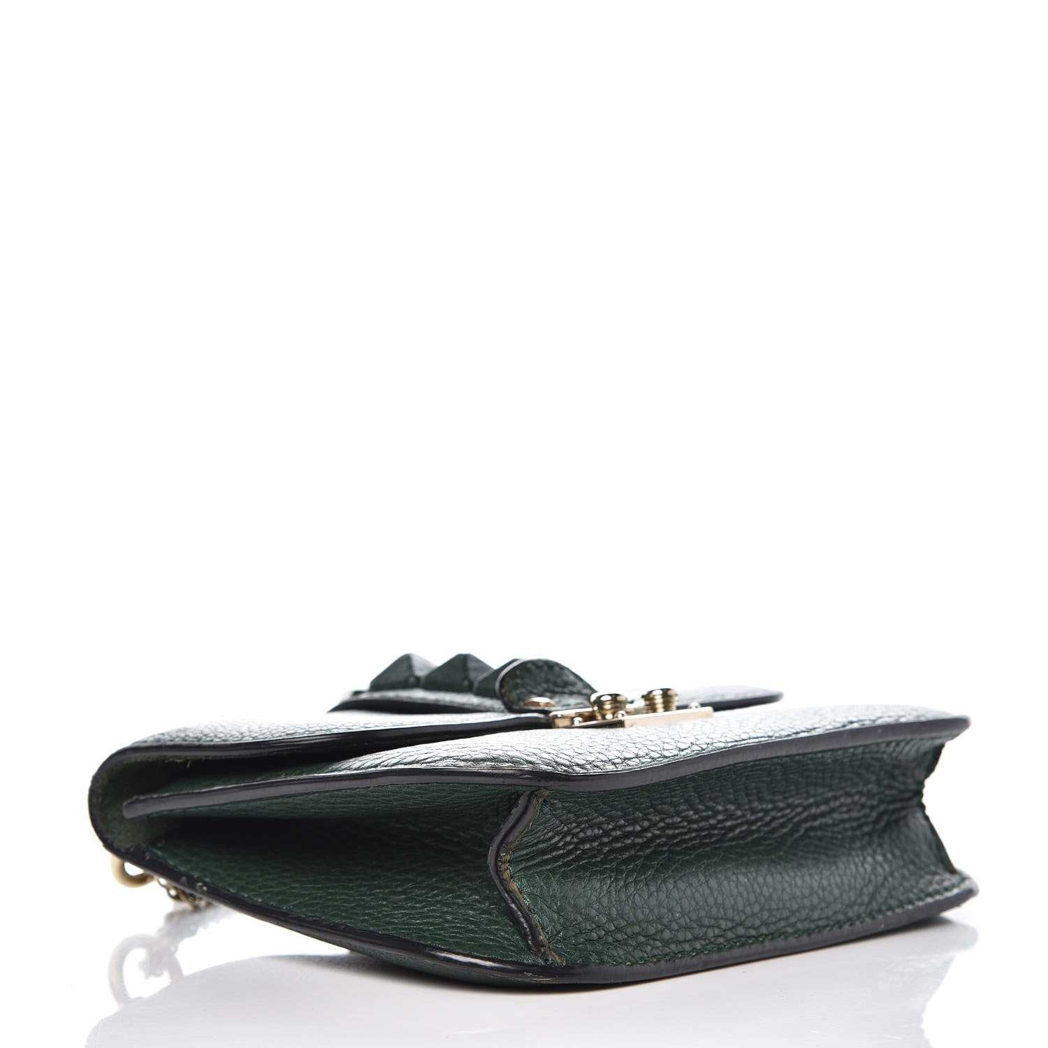 Valentino Garavani Pebbled Calfskin Small Glam Lock Rockstud Flap Dark Green 4 of 9