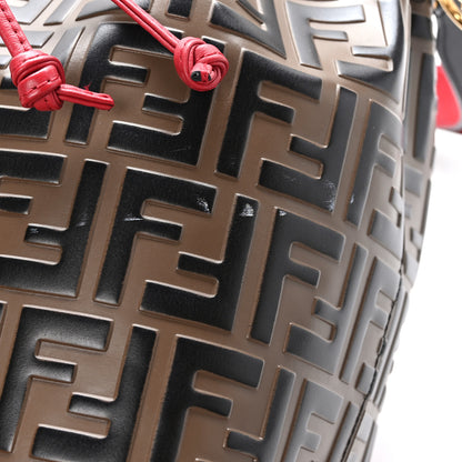Fendi Vitello Grace F is Fendi Bi-Color FF 1974 Embossed Grande Mon Tresor Bucket Bag Maya Black Fragola 11 of 13