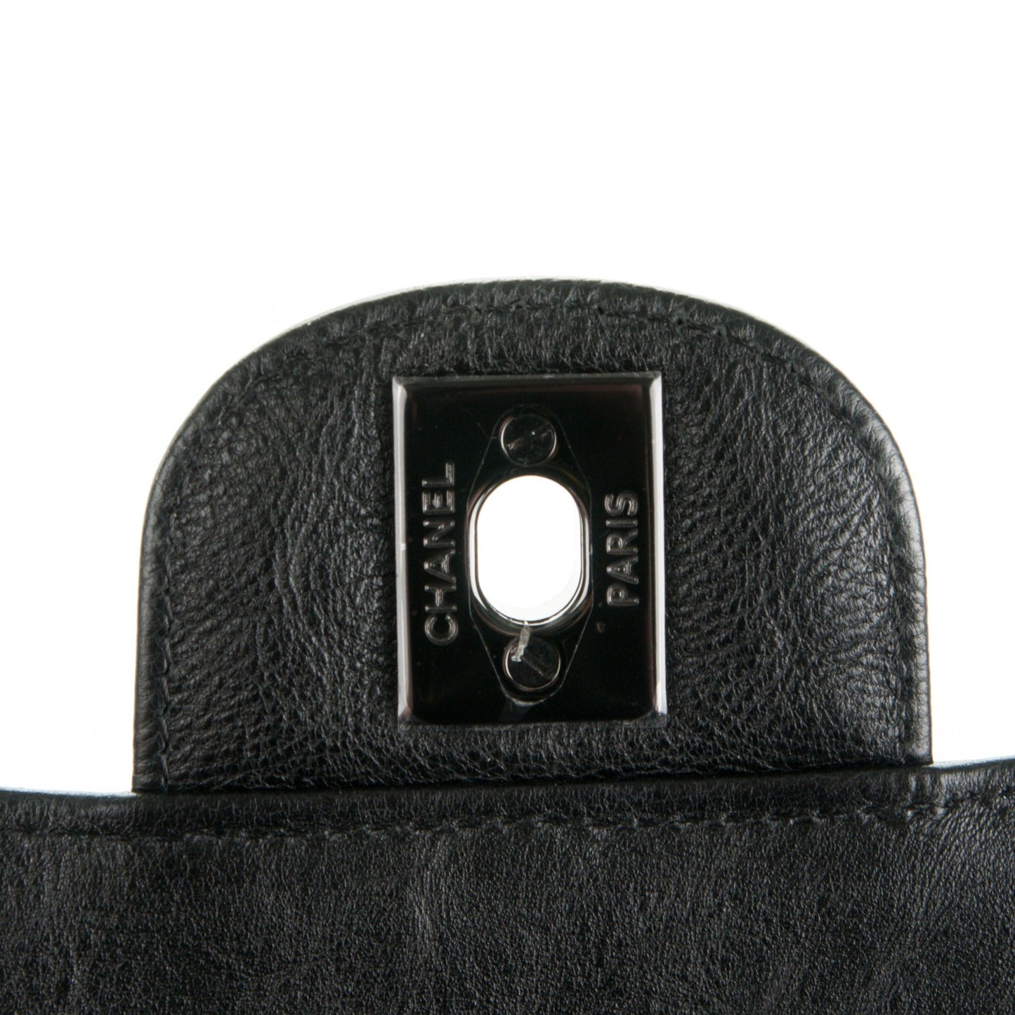 Crumpled Calfskin Quilted Mini Square Flap So Black