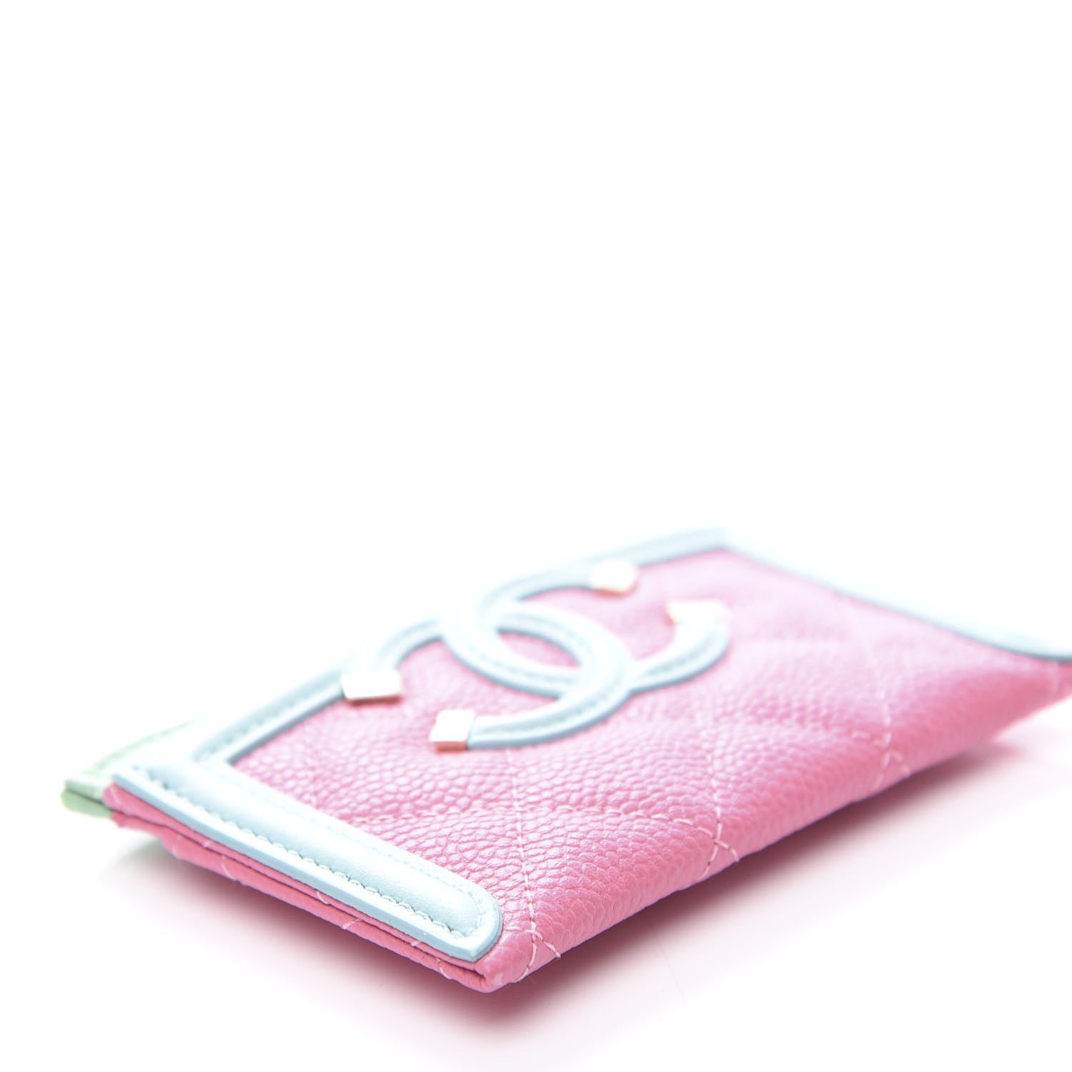 Chanel Caviar Quilted CC Filigree Card Holder Pink Blue Green 8 of 10