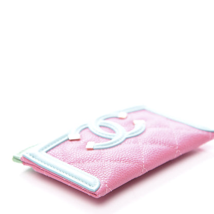 Chanel Caviar Quilted CC Filigree Card Holder Pink Blue Green 8 of 10