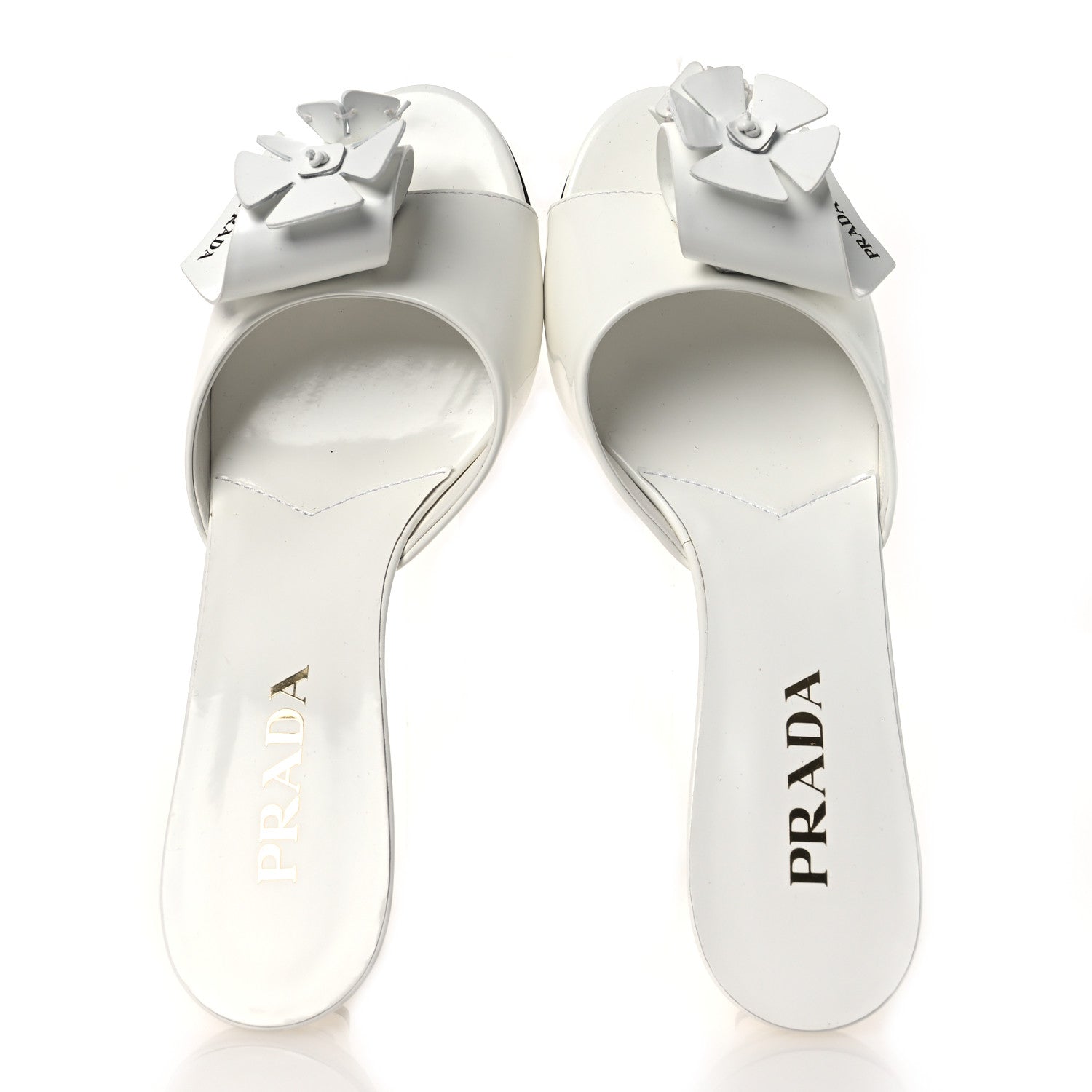 Prada Spazzolato Flower 45mm Slide Sandals 38.5 White 1846405