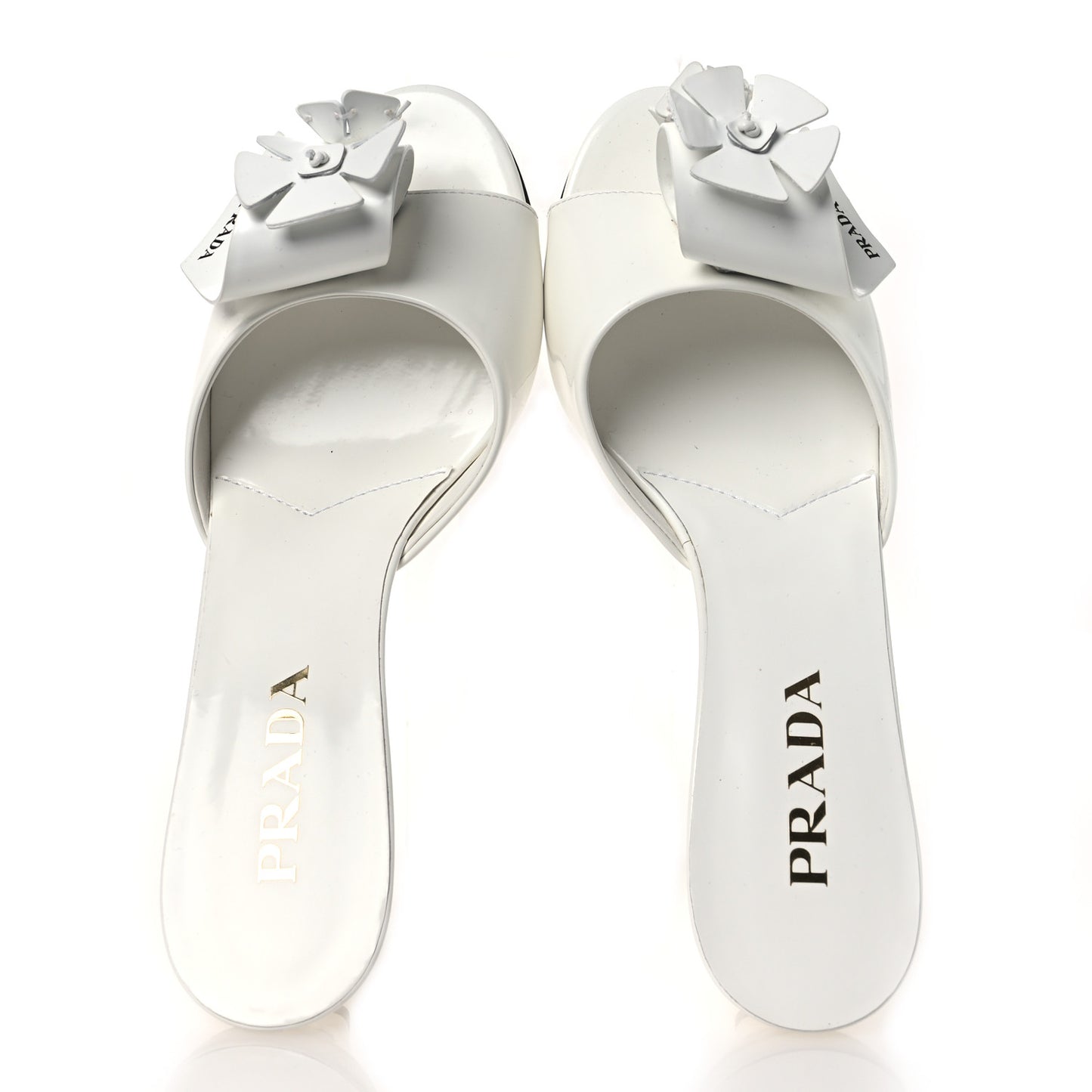 Spazzolato Flower 45mm Slide Sandals 38.5 White