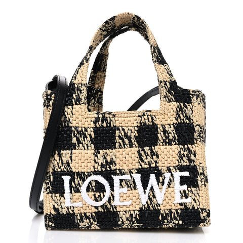 X PAULA'S IBIZA Raffia Mini Font Tote Black Natural