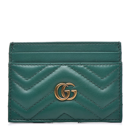Gucci Calfskin Matelasse GG Marmont Card Holder Emerald Green 1 of 7