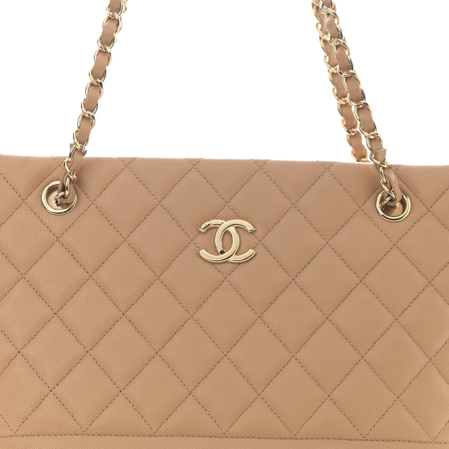 Caviar Quilted Rolled Up Tote Beige