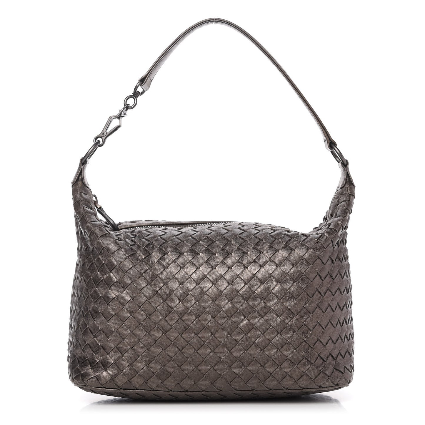 Metallic Nappa Intrecciato Small Shoulder Bag Steel