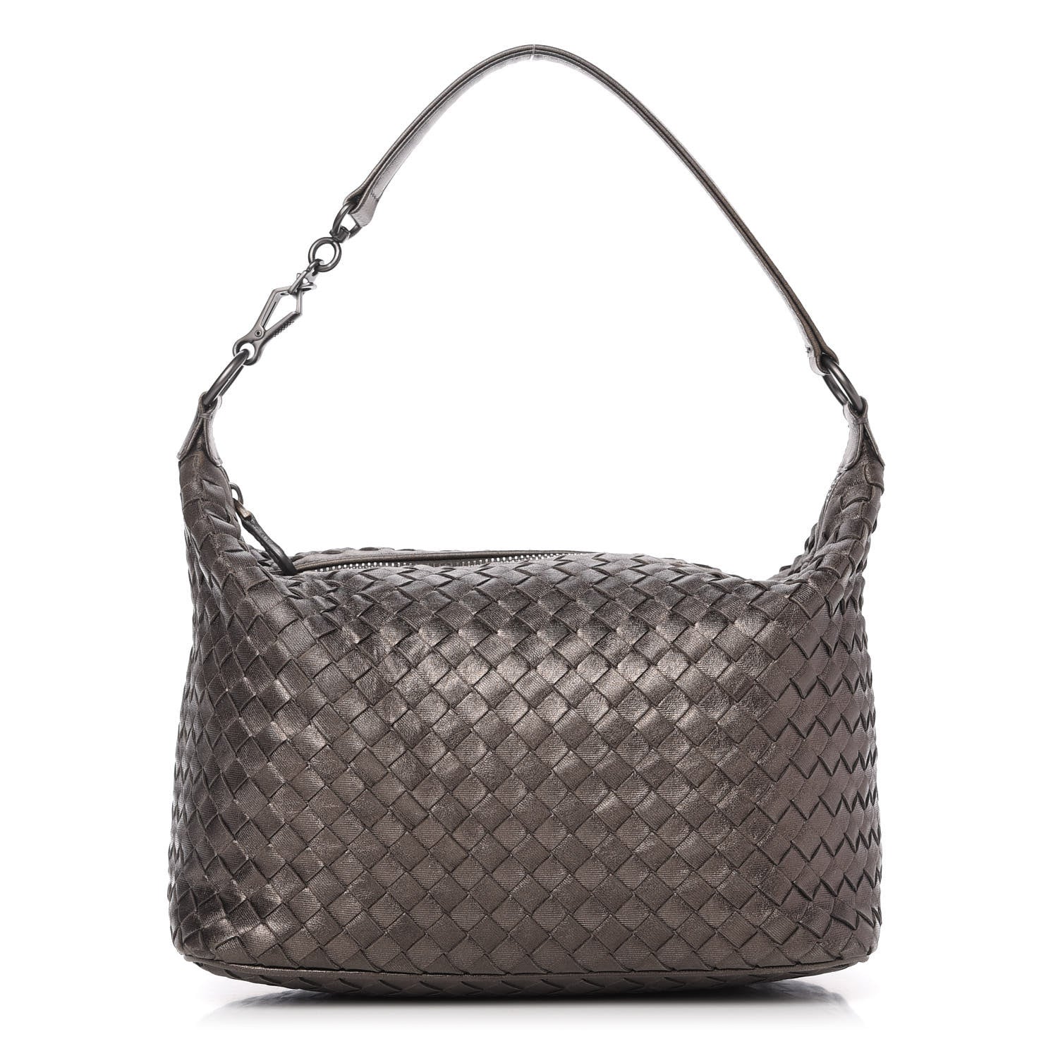 Bottega Veneta Metallic Nappa Intrecciato Small Shoulder Bag Steel 1 of 10
