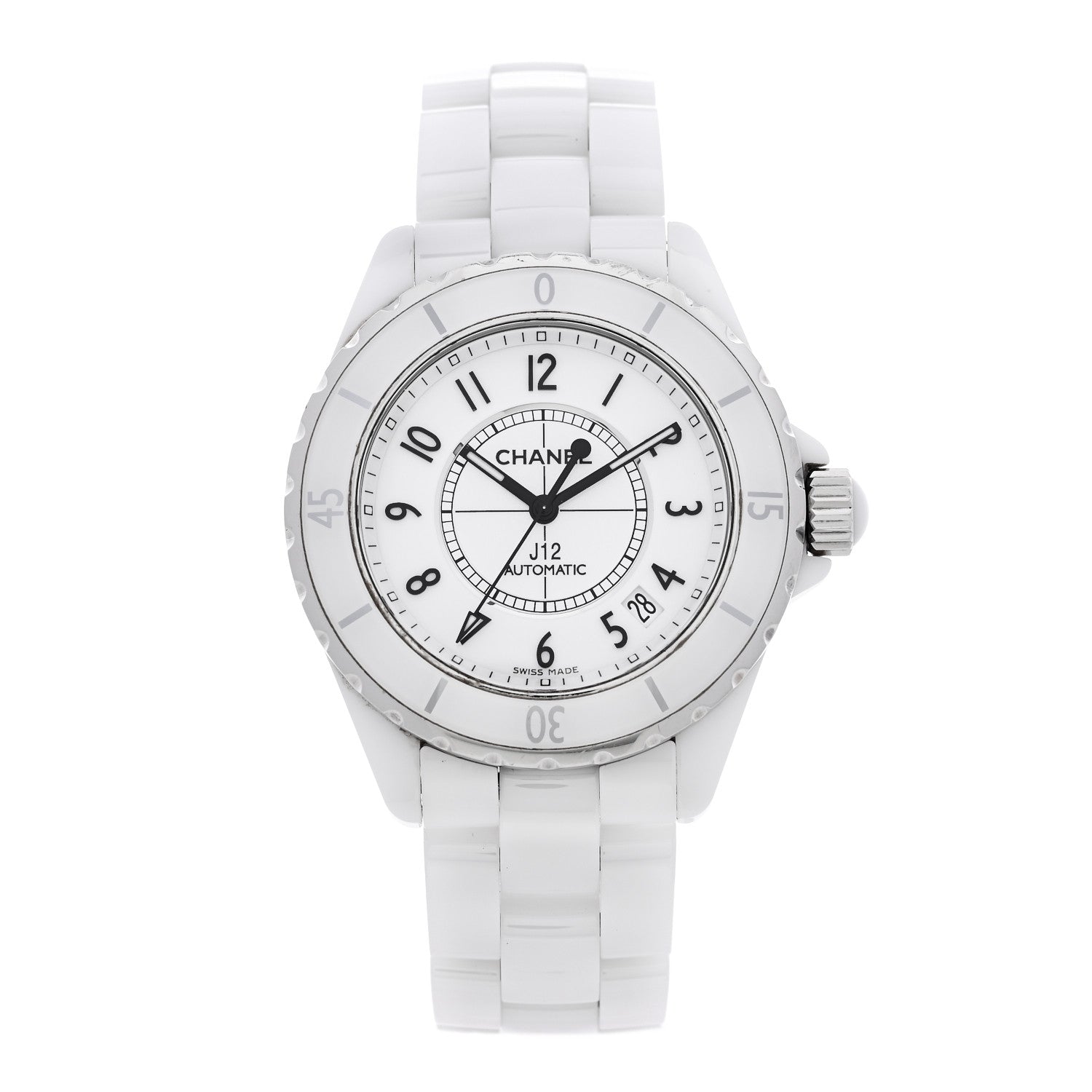 Chanel Stainless Steel Ceramic 38mm J12 Automatic Watch White White 1 of 5