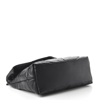 Saint Laurent Lambskin Quilted Medium Loulou Puffer Monogram Chain Satchel Black 4 of 9