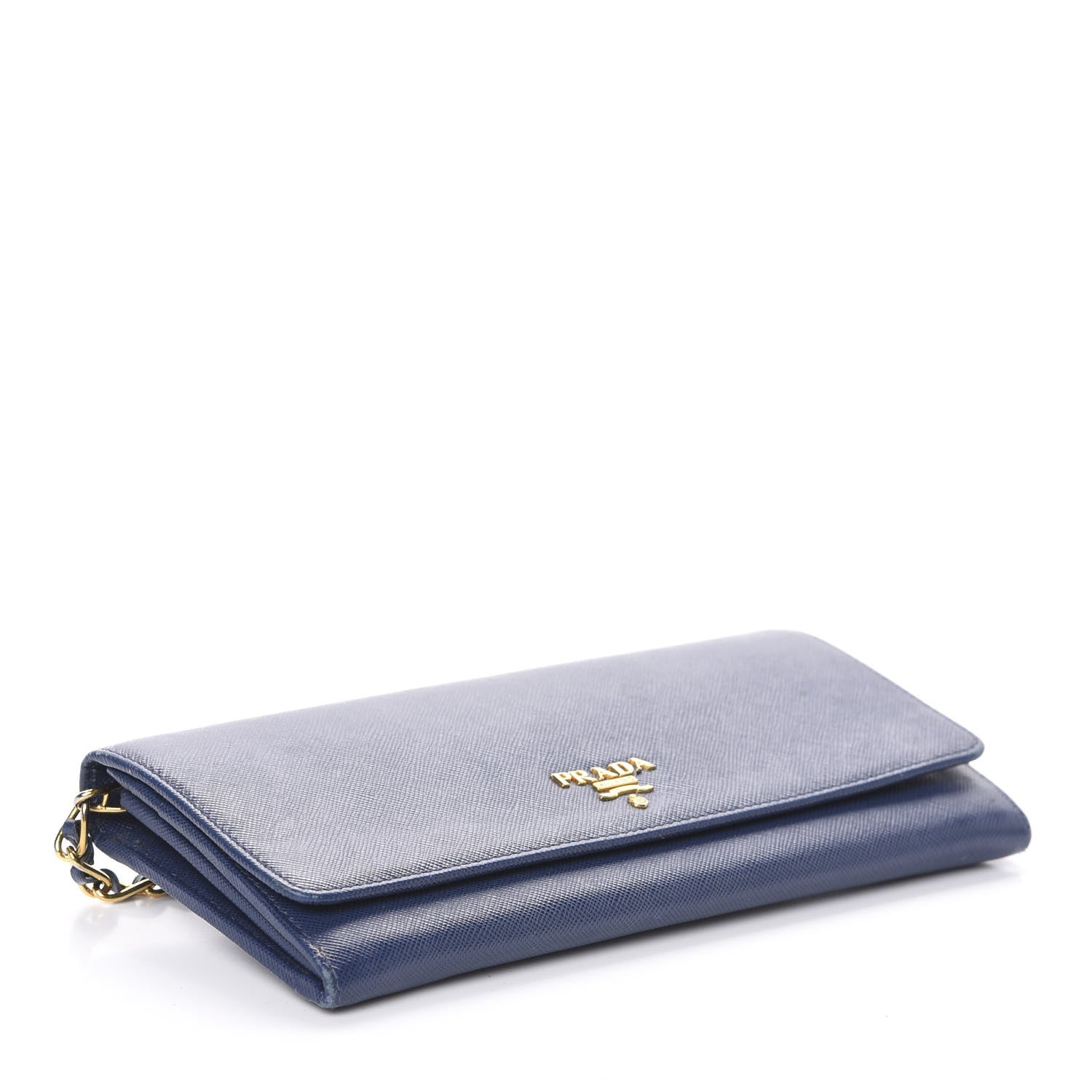 Prada Saffiano Metal Oro Chain Wallet Bleuette 4 of 9