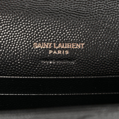 Saint Laurent Grain De Poudre Matelasse Chevron Small Monochrome Monogram Envelope Wallet Black 6 of 8
