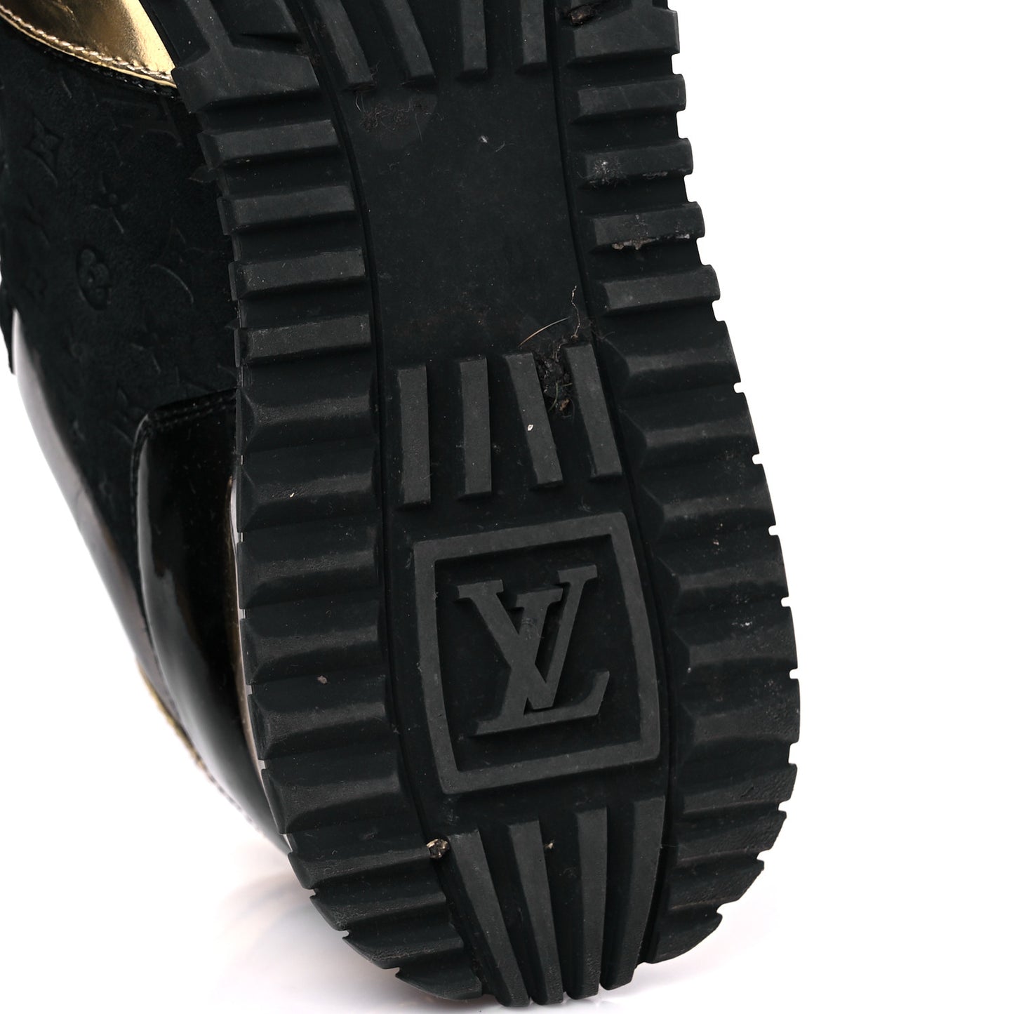 Suede Monogram Run Away Sneakers 36  Black Gold Silver