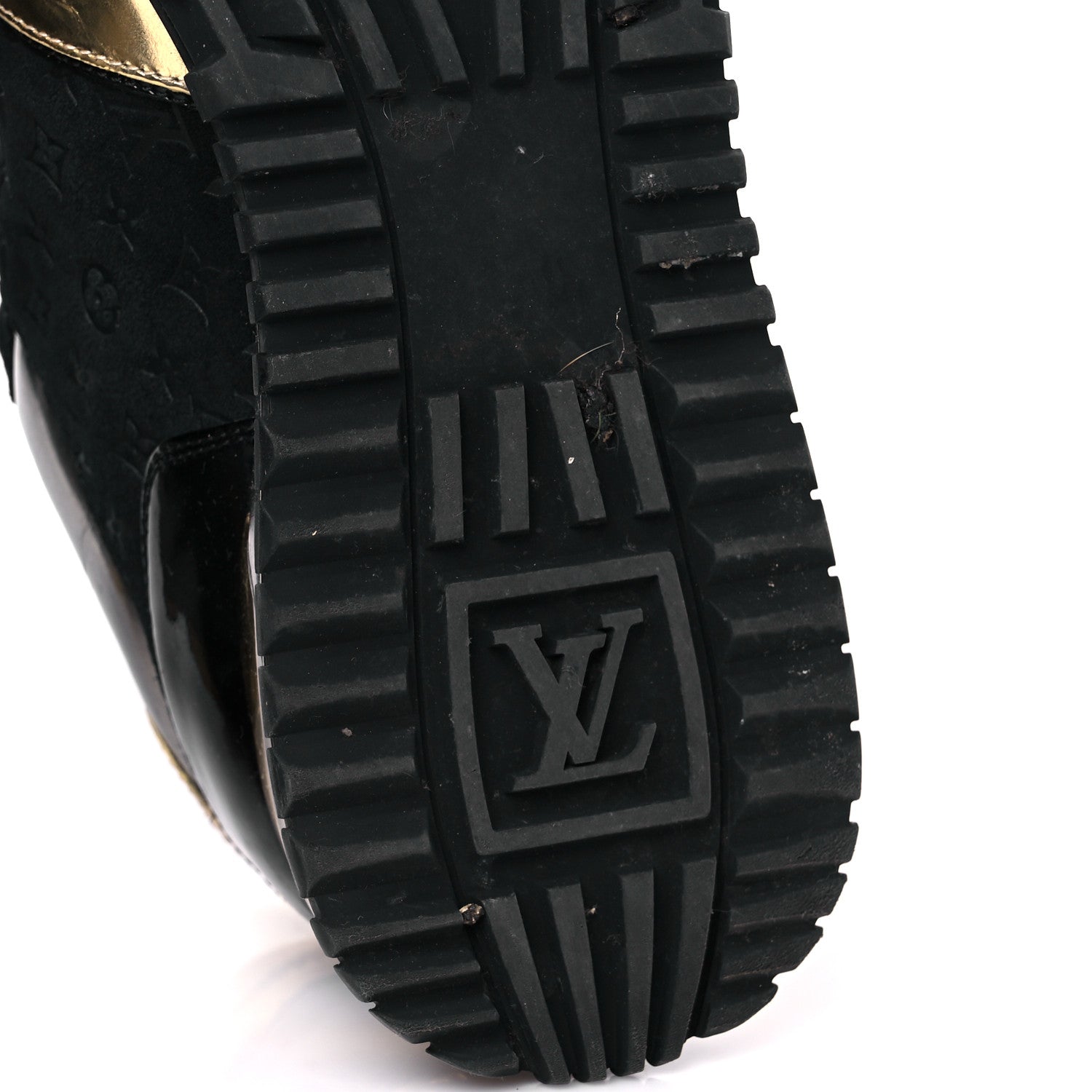 Louis Vuitton Suede Monogram Run Away Sneakers 36  Black Gold Silver 7 of 11
