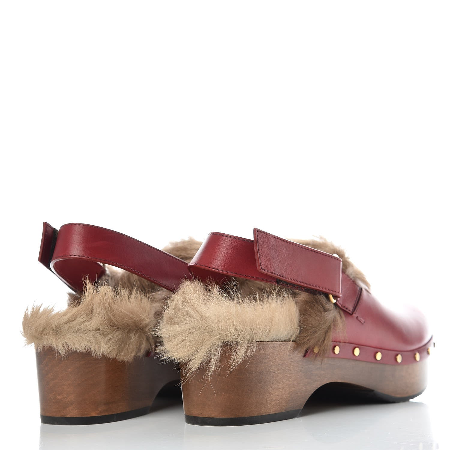 Gucci Calfskin Fur Horsebit Amstel Slingback Clogs 39 Rosso Naturale 4 of 9