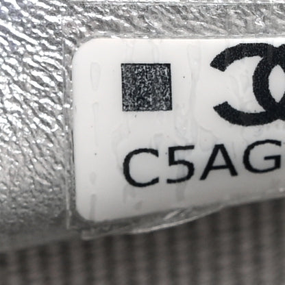 Chanel Metallic Caviar Quilted Top Handle Slim Vanity Case With Chain Silvery 7 of 11