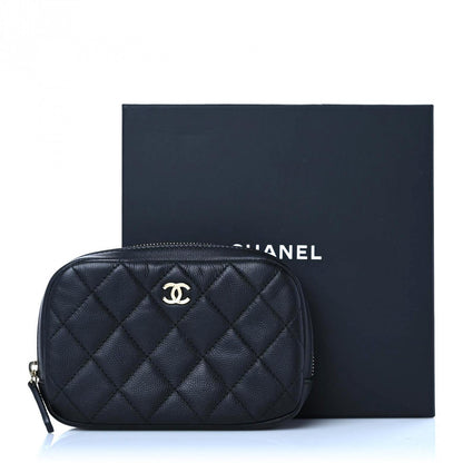 Chanel Caviar Quilted Small Curvy Pouch Cosmetic Case Black 13 of 13