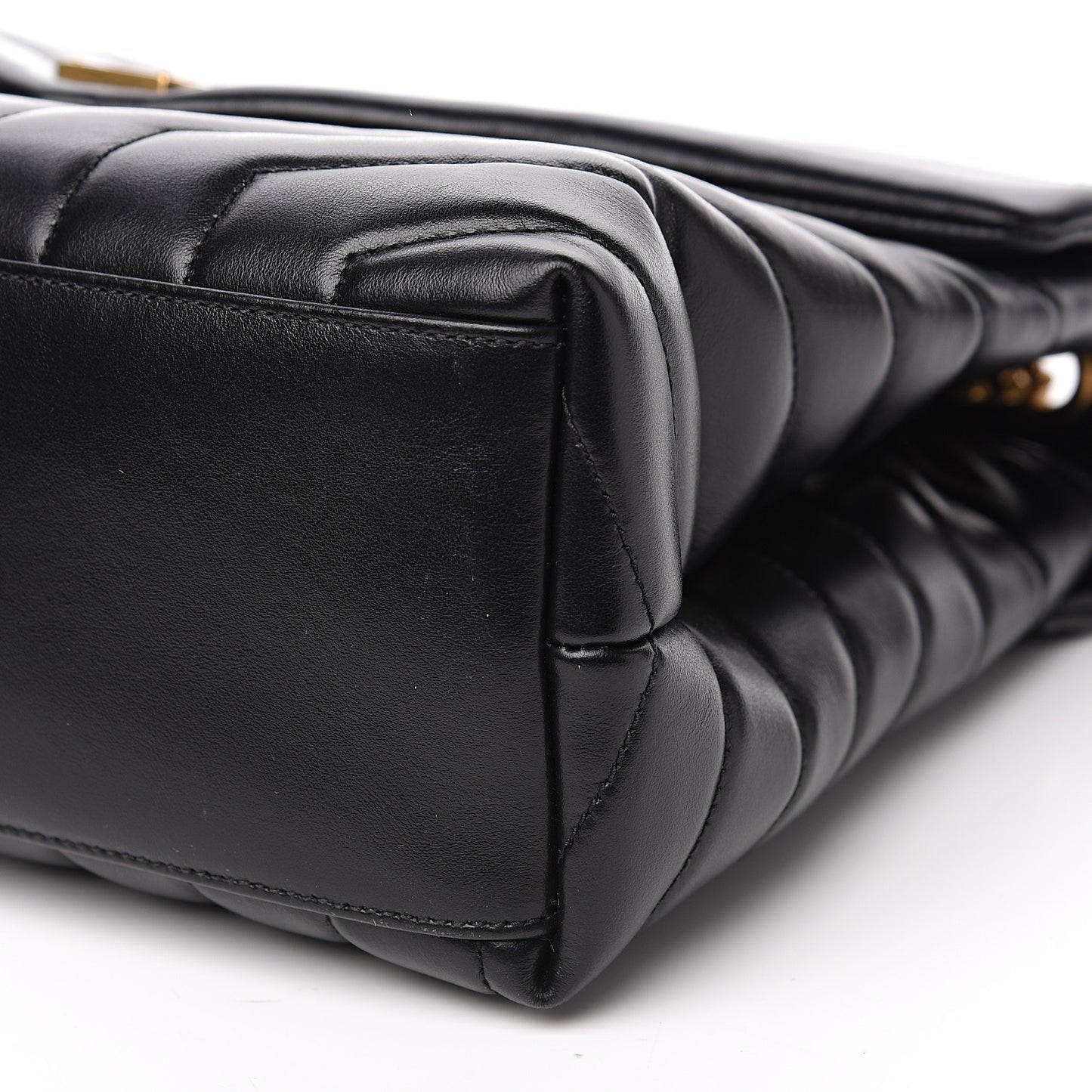 Calfskin Y Quilted Monogram Medium Loulou Chain Satchel Black